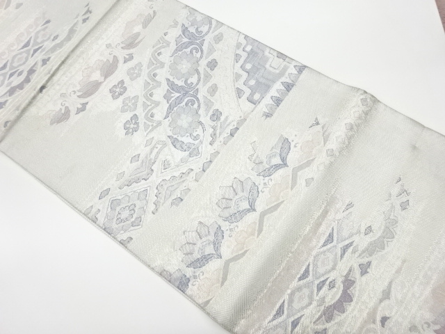 佐賀錦花唐草に菱模様織出し袋帯